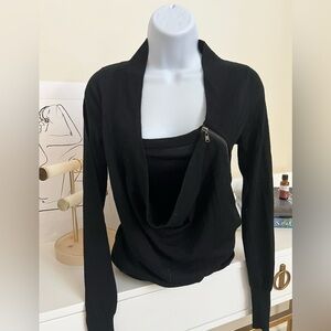 Black Women's Sweater with Zipper Detail size 1 (fits like XS)